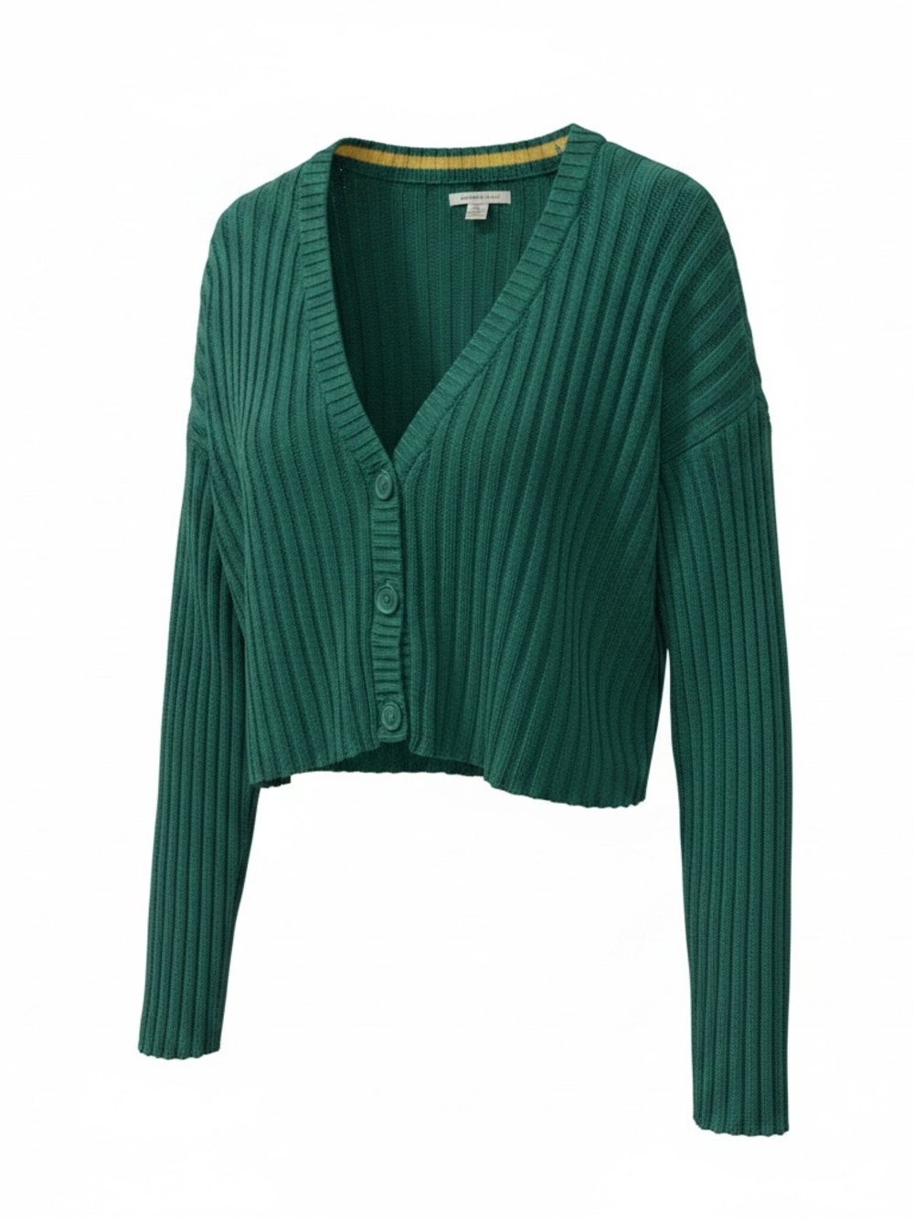 American Eagle Outfitters Green Ribbed V‑Neck Cropped Cardigan Medium NWOT